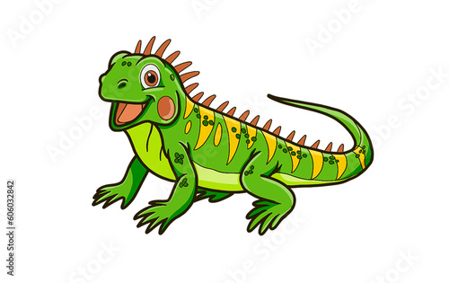 Fototapeta Naklejka Na Ścianę i Meble -  green iguana cartoon