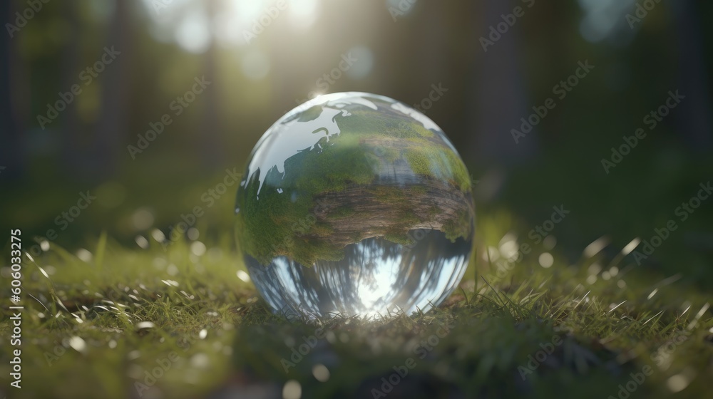 Transparent glass ball with nature view Transparent glass ball with nature view