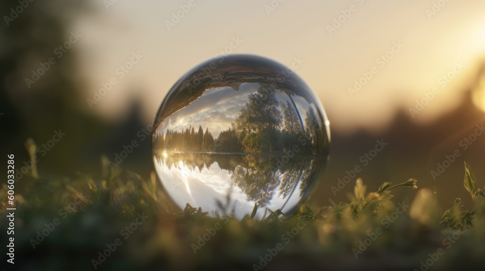Transparent glass ball with nature view Transparent glass ball with nature view