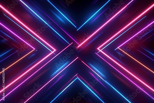 Futuristic Wallpaper with Glowing Laser Lines on Abstract Geometric Neon Background  Generative AI.