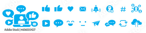 Social Media Social Network Service Icon collection set line editable stroke icons. 