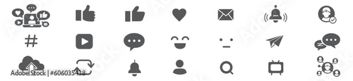 Social Media Social Network Service Icon collection set line editable stroke icons. 