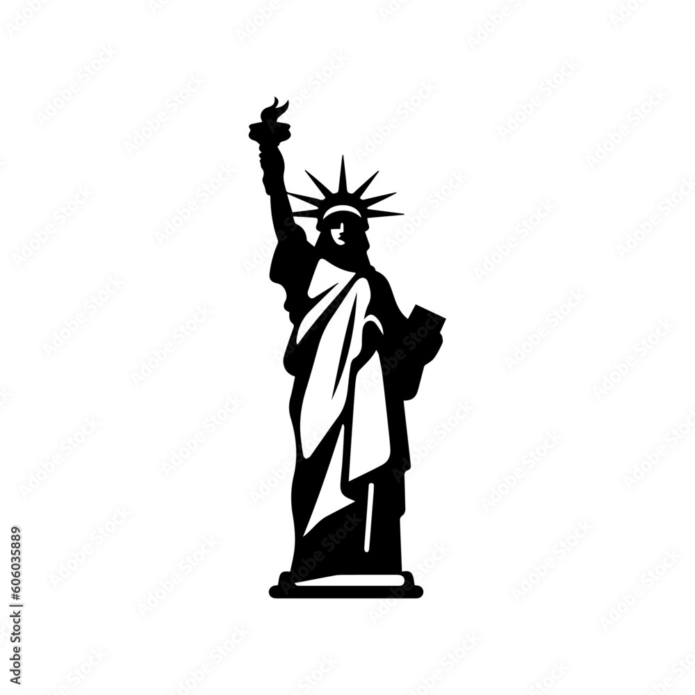 Statue of Liberty, vector art, logo, isolated on white background, vector illustration.