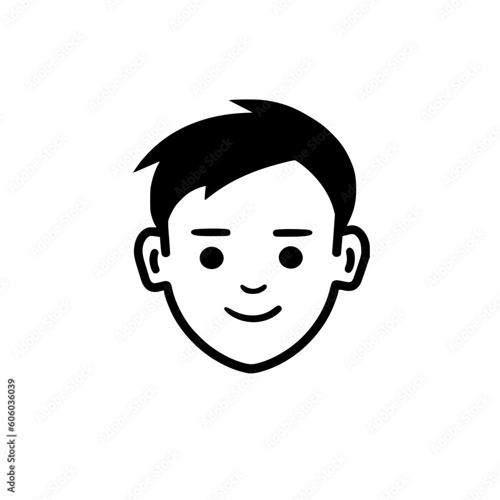 Boy portrait vector illustration isolated on transparent background