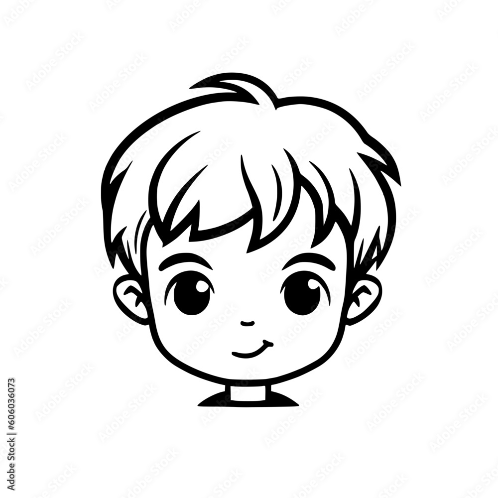 Boy portrait vector illustration isolated on transparent background Boy portrait vector illustration isolated on transparent background