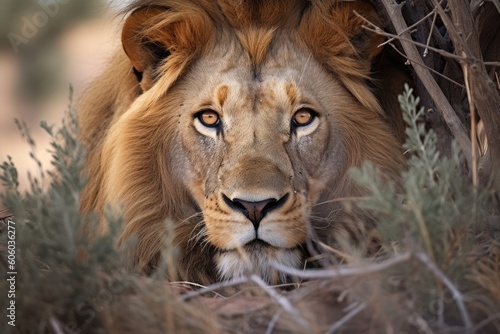 Unyielding Gaze: Lion's Power on Display © Matthew