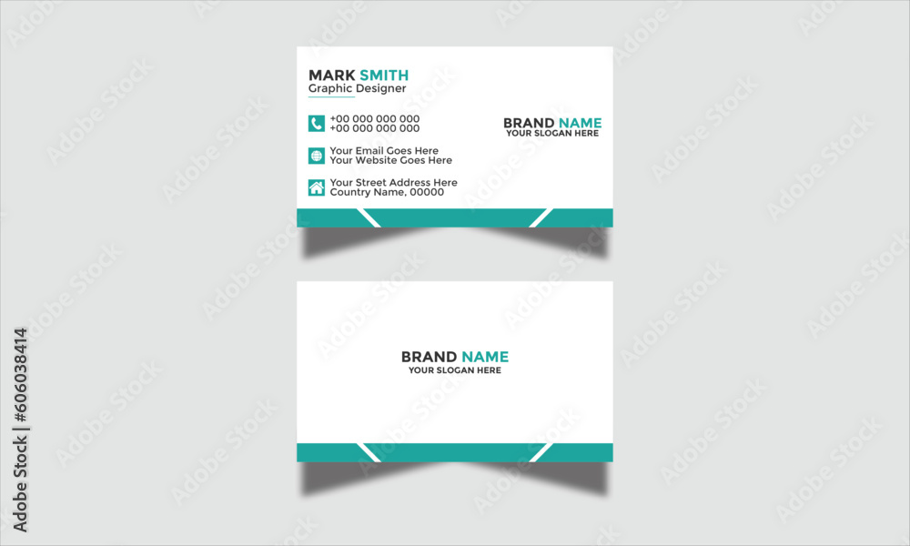 Modern Corporate and Creative Business Card Design Template Double-Sided Horizontal Name Card Simple and Clean Blue Green and Black Visiting Card Vector Illustration Colorful Gradient Business Card