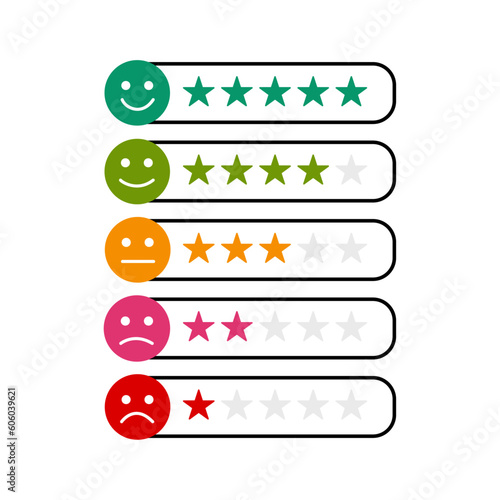 Feedback concept design, emotions scale with rating stars background banner, vector illustration. 