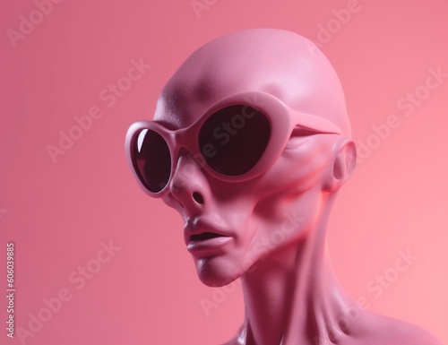 fiction person fantasy art pink science beautiful illustration portrait face alien. Generative AI.