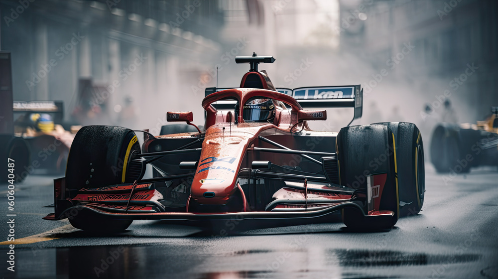 Naklejka premium Illustration of formula 1 race - AI generated image.