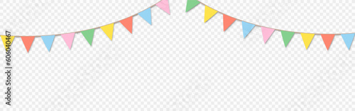 Carnival garland with colorful flags. Party pennants for birthday celebration. Vector EPS 10