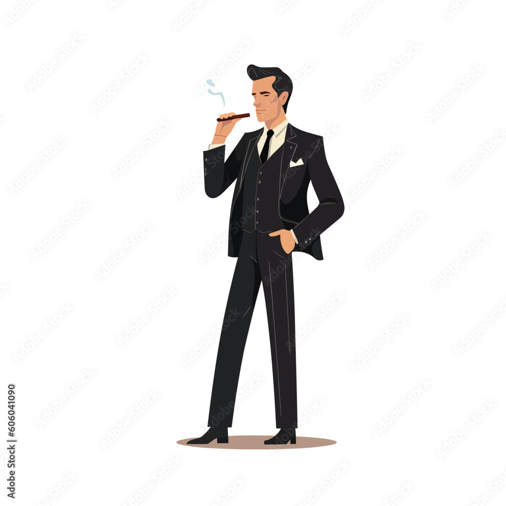Man in a suit smoking cigar vector isolated
