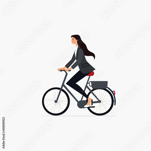 Woman in a suit riding bicycle vector isolated