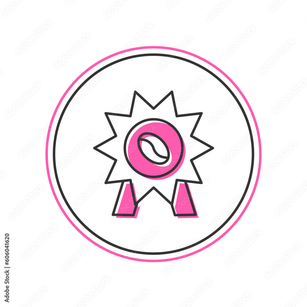 Filled outline Medal for coffee icon isolated on white background. Premium quality coffee badge. Vector Filled outline Medal for coffee icon isolated on white background. Premium quality coffee badge. Vector