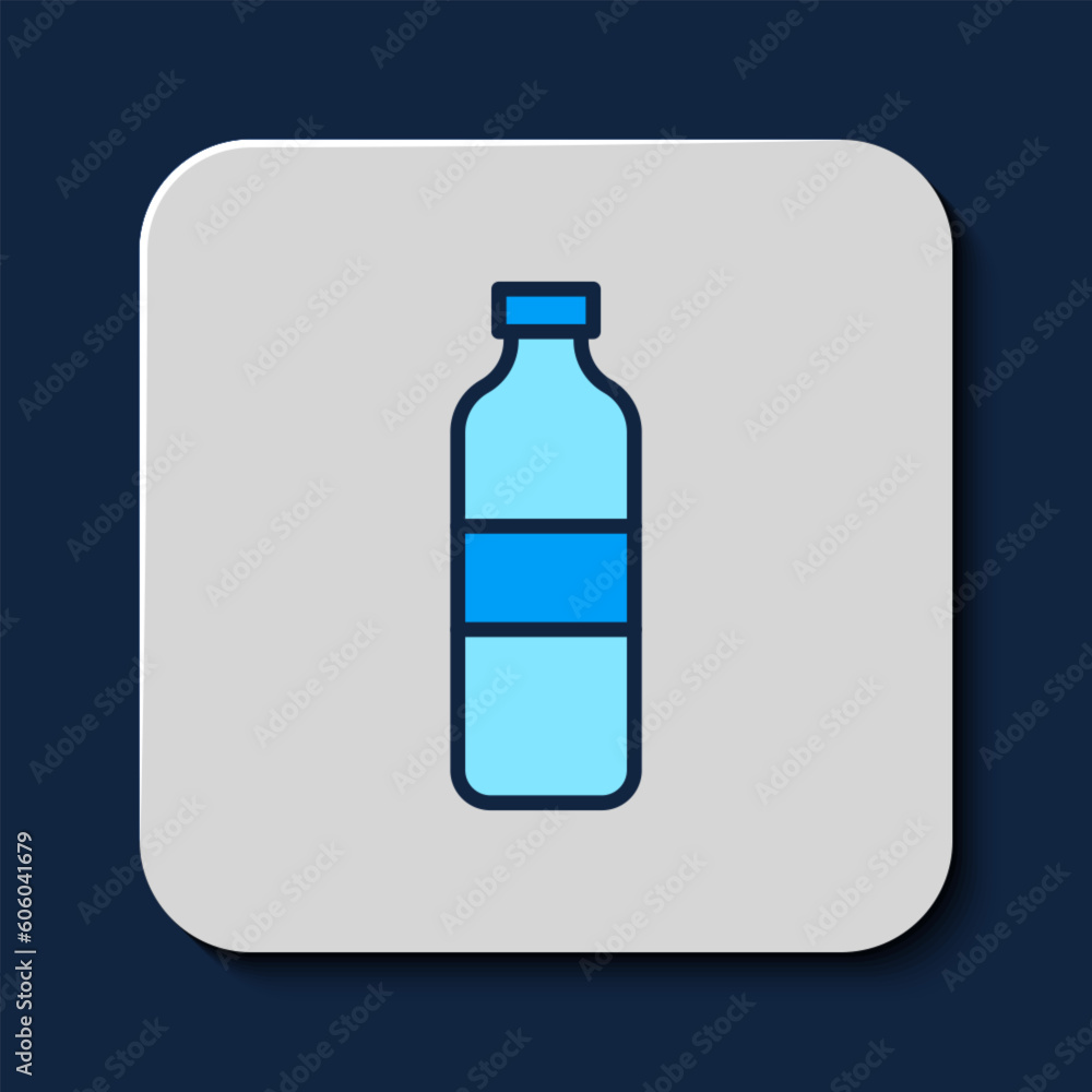 Filled outline Bottle of water icon isolated on blue background. Soda aqua drink sign. Vector Filled outline Bottle of water icon isolated on blue background. Soda aqua drink sign. Vector