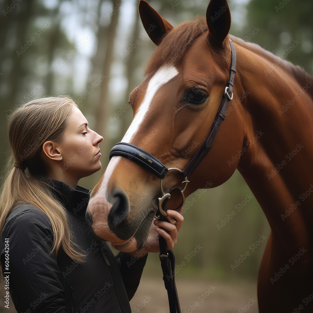 Obraz premium girl and horse