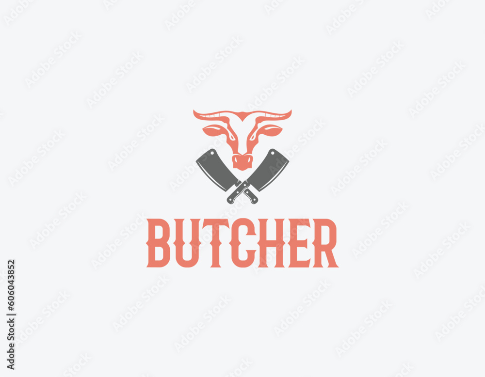 Clean Simple Butchery Business Logo Design Template Clean Simple Butchery Business Logo Design Template