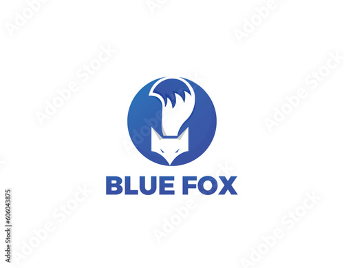 Clean Blue Fox Technology Business Logo Design Template