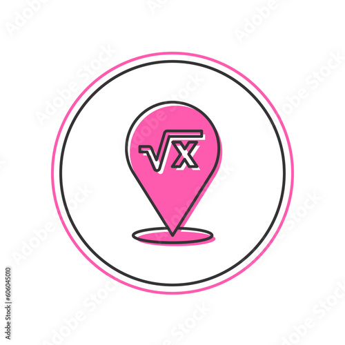 Filled outline Square root of x glyph icon isolated on white background. Mathematical expression. Vector