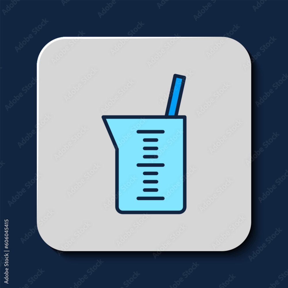 Filled outline Laboratory glassware or beaker icon isolated on blue background. Vector Filled outline Laboratory glassware or beaker icon isolated on blue background. Vector
