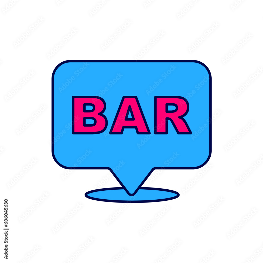 Filled outline Alcohol or beer bar location icon isolated on white background. Symbol of drinking, pub, club, bar. Vector Filled outline Alcohol or beer bar location icon isolated on white background. Symbol of drinking, pub, club, bar. Vector