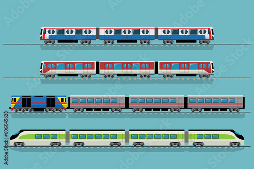 VECTOR EPS10 - various types of trian, side view isolated.