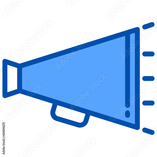 Loud speaker blue outline icon