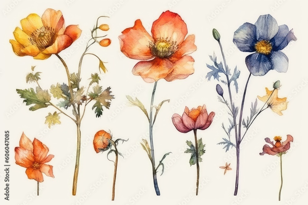 set of flowers set of flowers
