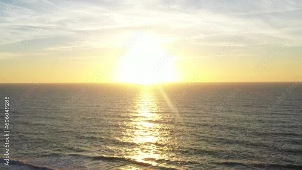 Ocean horizon with sunset sky fly over. Storm on th sea aerial view. Ocean horizon with sunset sky fly over. Storm on th sea aerial view.