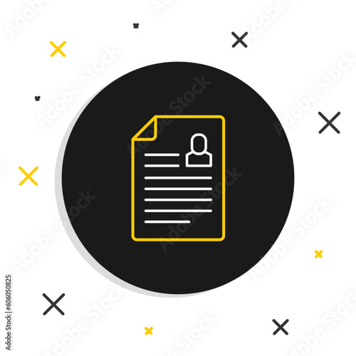Line Resume icon isolated on white background. CV application. Searching professional staff. Analyzing personnel resume. Colorful outline concept. Vector