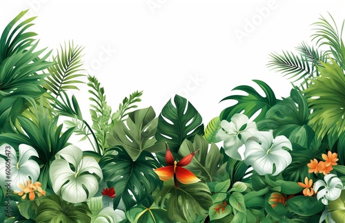 Vector Clipart  Tropical plants with copy space  AI Generative.