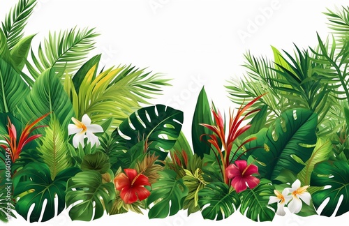 Vector Clipart, Tropical plants with copy space, AI Generative.