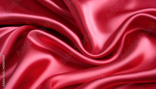 Smooth elegant red silk or satin luxury cloth texture can use as abstract background.AI generated.