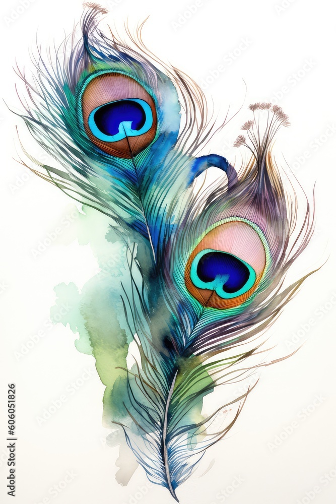 Fototapeta premium peacock feather on white background