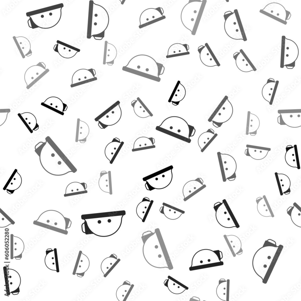 Black Miner helmet icon isolated seamless pattern on white background. Vector Black Miner helmet icon isolated seamless pattern on white background. Vector