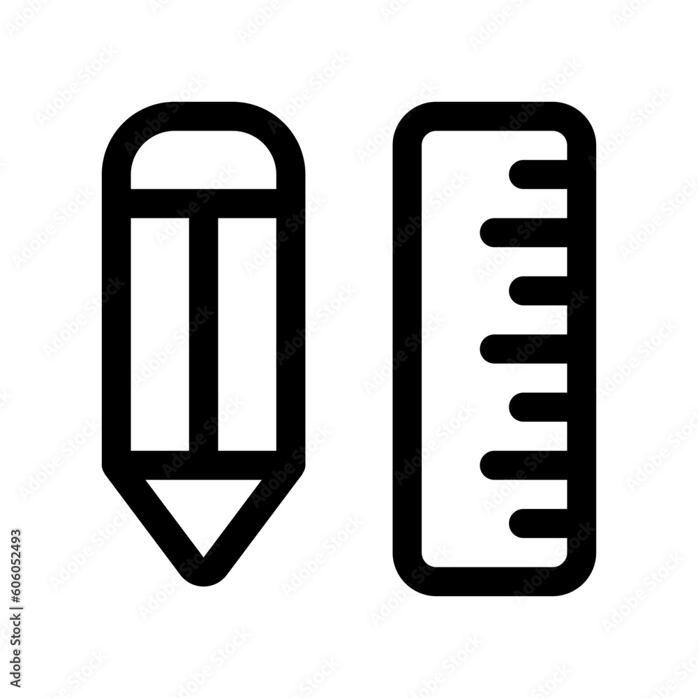Editable pencil and ruler vector icon. Stationery, education, school, writing, tools. Part of a big icon set family. Perfect for web and app interfaces, presentations, infographics, etc Editable pencil and ruler vector icon. Stationery, education, school, writing, tools. Part of a big icon set family. Perfect for web and app interfaces, presentations, infographics, etc
