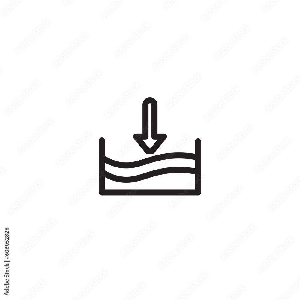 Below Level Sea Outline Icon Below Level Sea Outline Icon