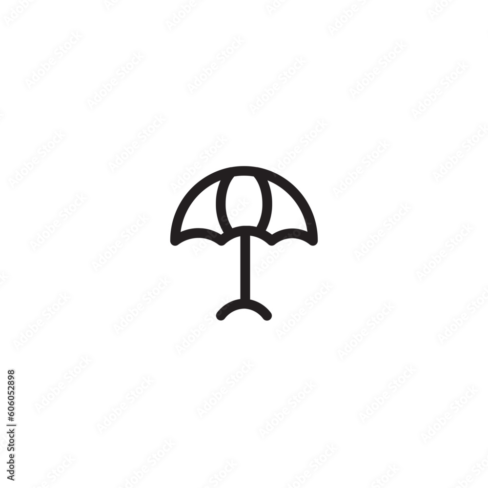 Umbrella Sand Sea Outline Icon