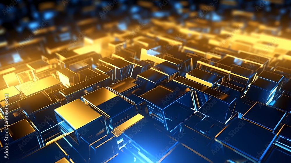 Fototapeta premium Blue and Gold Wallpaper Generative AI