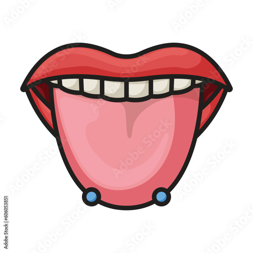 Piercings of tongue vector icon.Color vector icon isolated on white background piercings of tongue.