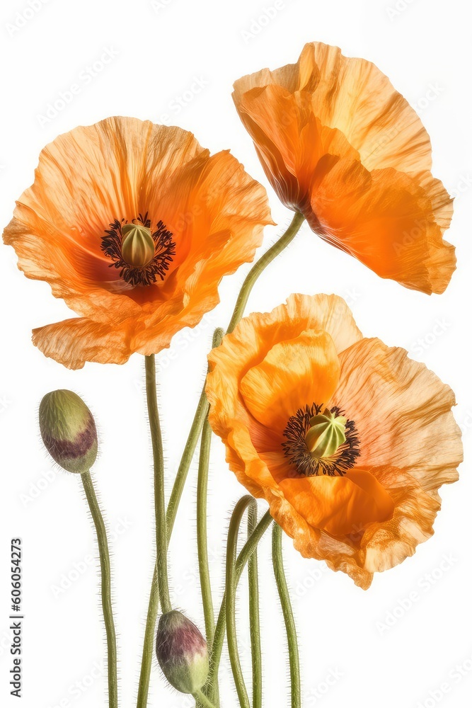 Fototapeta premium poppy flowers isolated on white