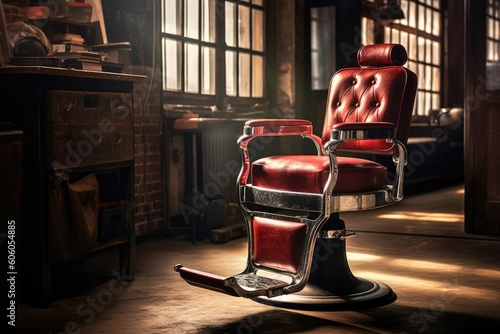 Vintage-inspired Image of a Stylish Barber Chair in a Barbershop