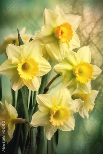 daffodils on a white background © Man888