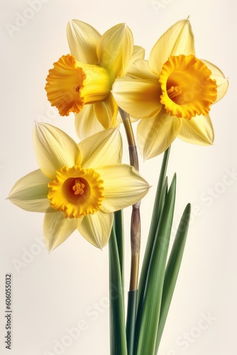 yellow daffodils isolated on white © Man888