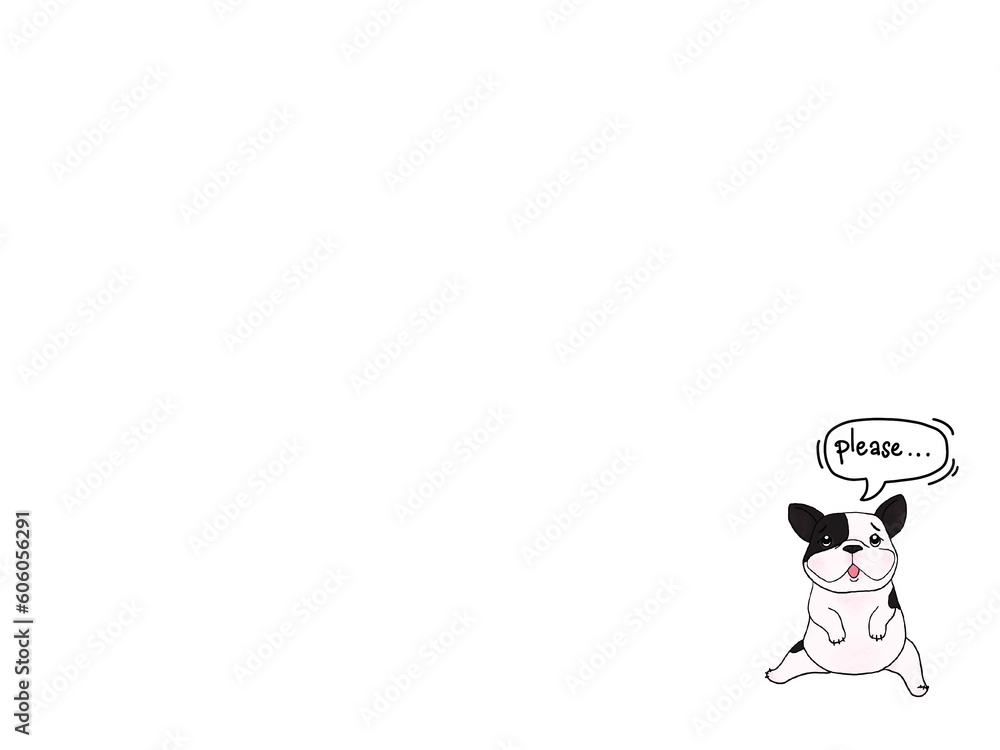Hand drawn illustrations Cartoon style of French Bulldog breed and calligraphy on white background. Design for Wallpaper, Print, Card, Cover, Background and Web design. Hand drawn illustrations Cartoon style of French Bulldog breed and calligraphy on white background. Design for Wallpaper, Print, Card, Cover, Background and Web design.