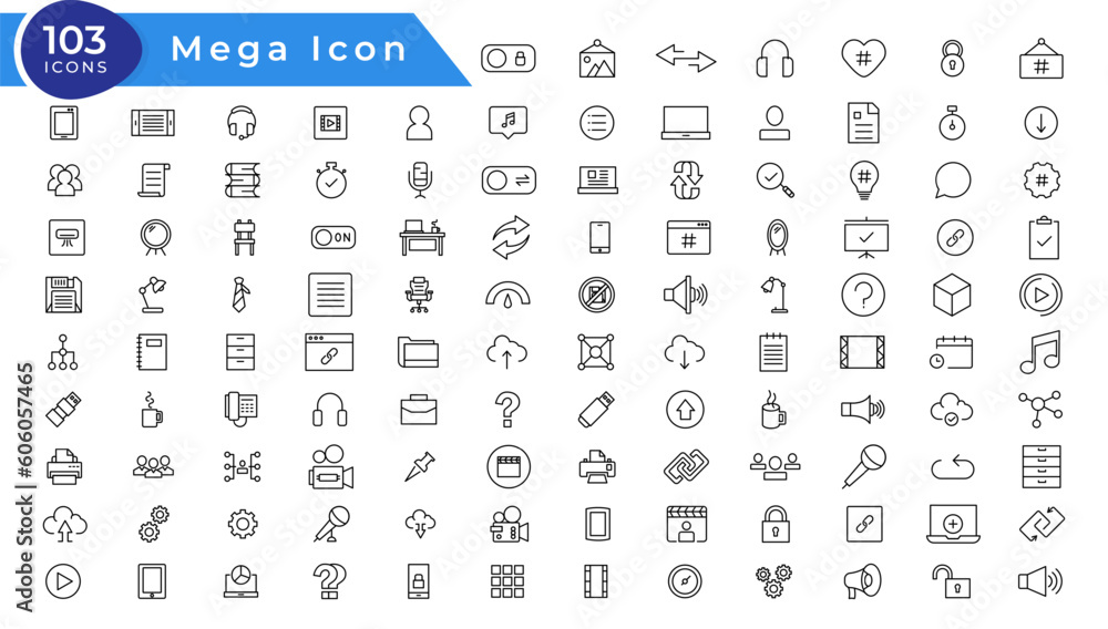 Project management icon collection. Time management and planning concept. Line icon set