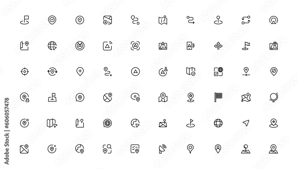 Navigation, location, GPS elements - thin line web icon set. Outline icons collection. Simple vector illustration Navigation, location, GPS elements - thin line web icon set. Outline icons collection. Simple vector illustration