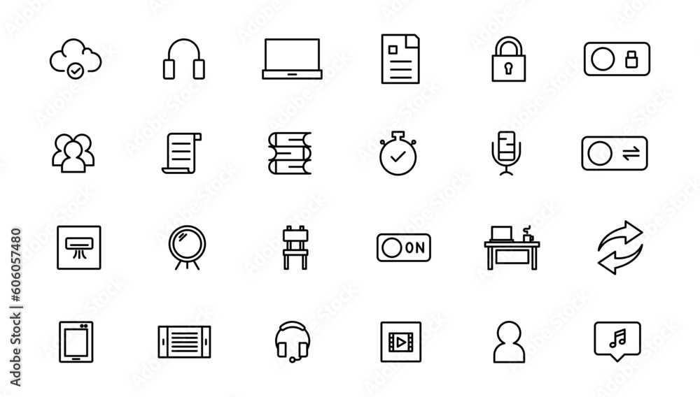 Project management icon collection. Time management and planning concept. Line icon set Project management icon collection. Time management and planning concept. Line icon set