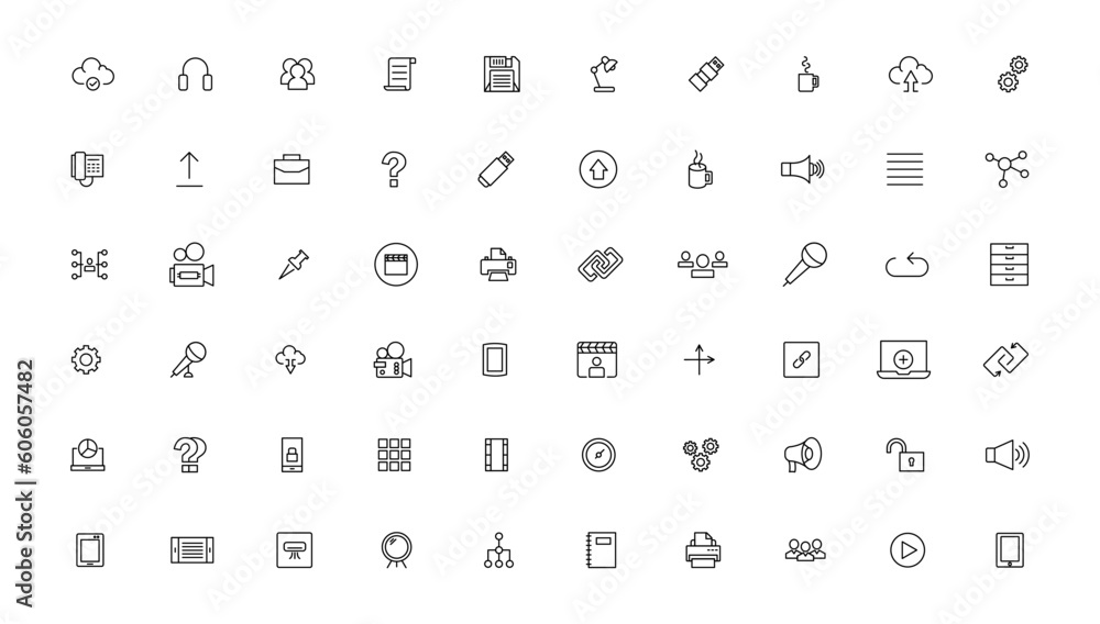 Project management icon collection. Time management and planning concept. Line icon set