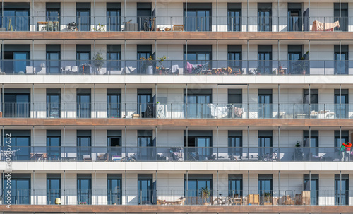Fotografia, Obraz High-rise building front facade with balconies